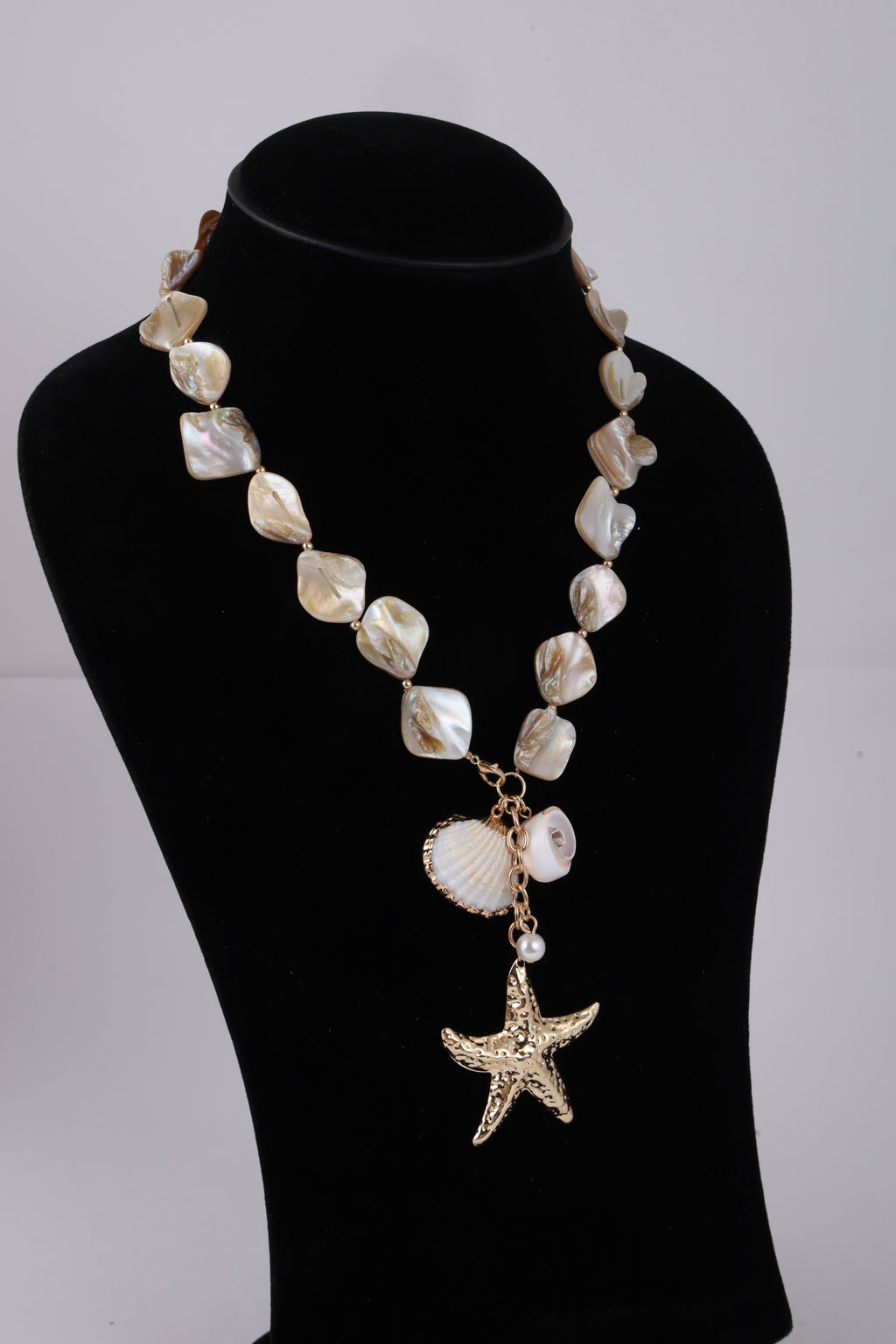 Coastal Pearl Shell Necklace with Starfish Pendant
