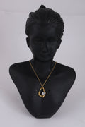 Gold-Tone Heart Pendant Necklace with Crystal