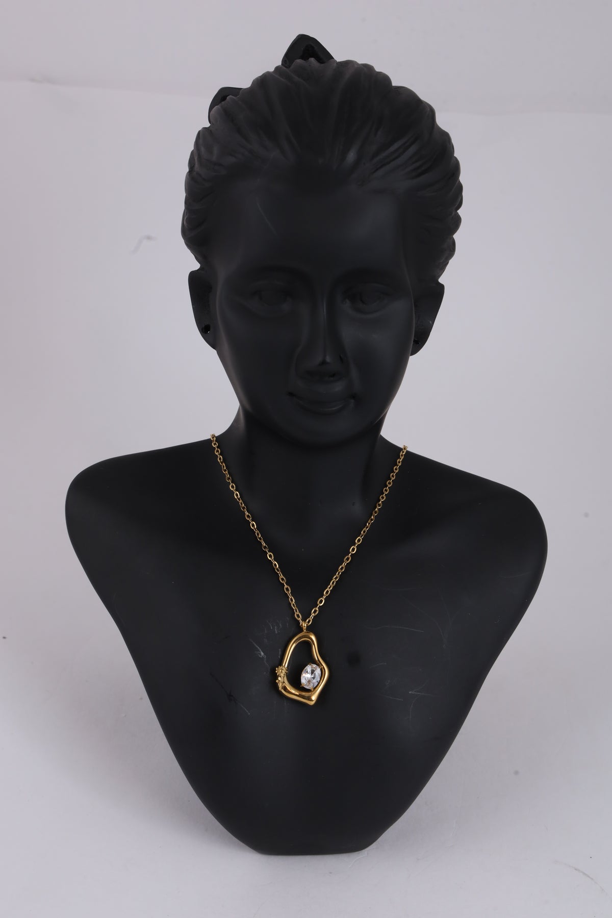Gold-Tone Heart Pendant Necklace with Crystal
