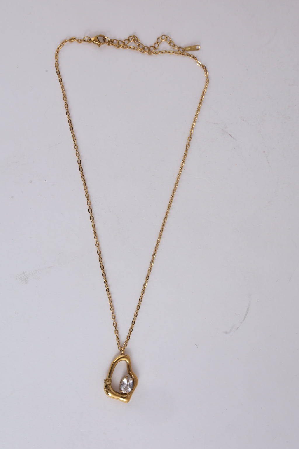 Gold-Tone Heart Pendant Necklace with Crystal