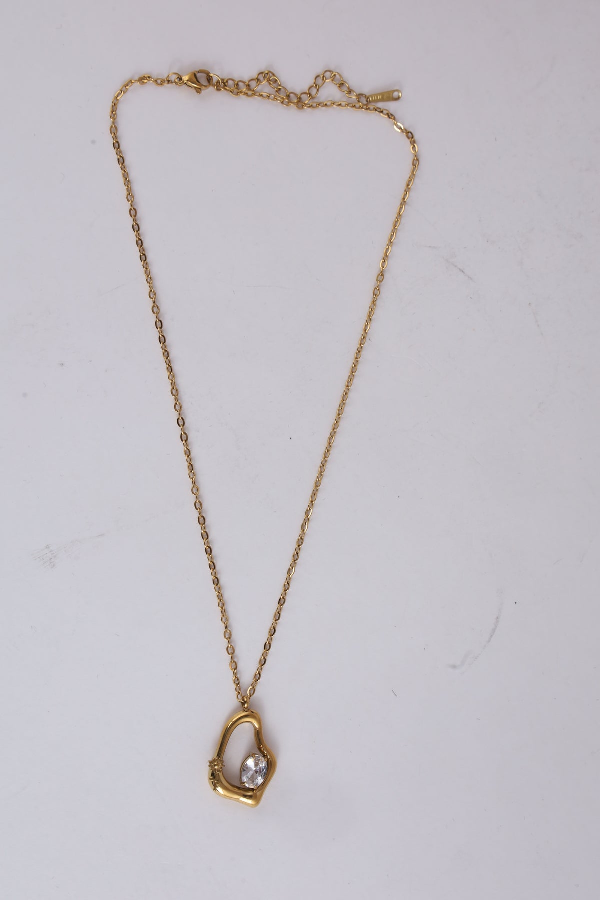 Gold-Tone Heart Pendant Necklace with Crystal