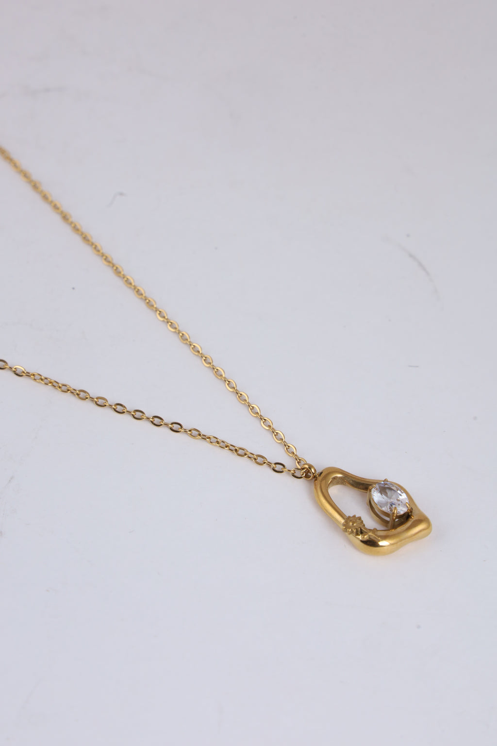 Gold-Tone Heart Pendant Necklace with Crystal