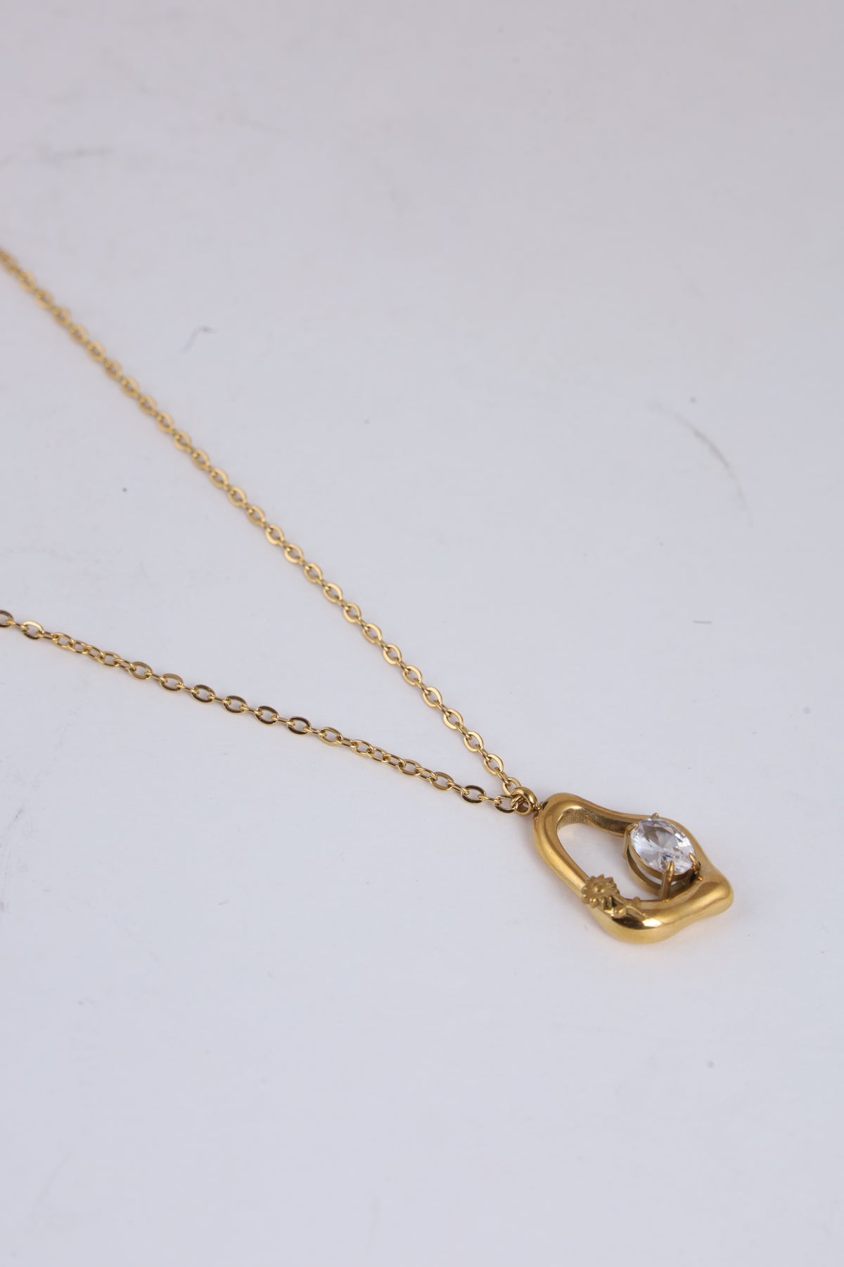 Gold-Tone Heart Pendant Necklace with Crystal