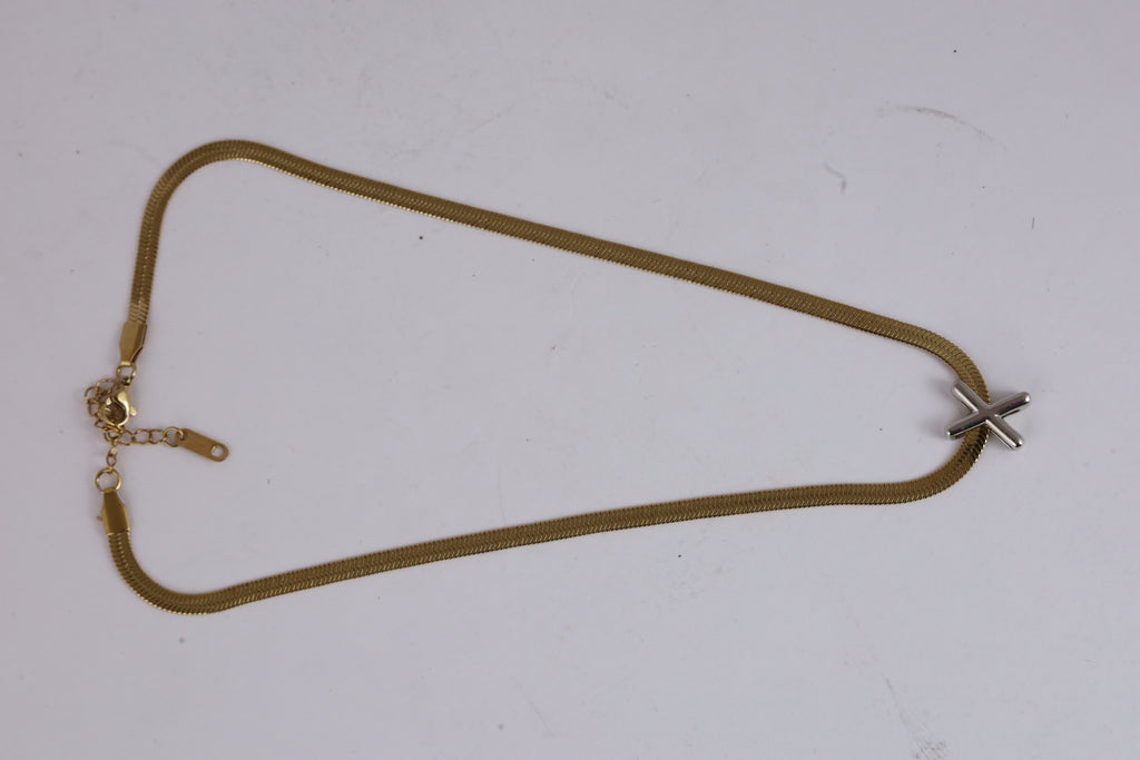 Gold-Tone X Pendant Necklace for Women
