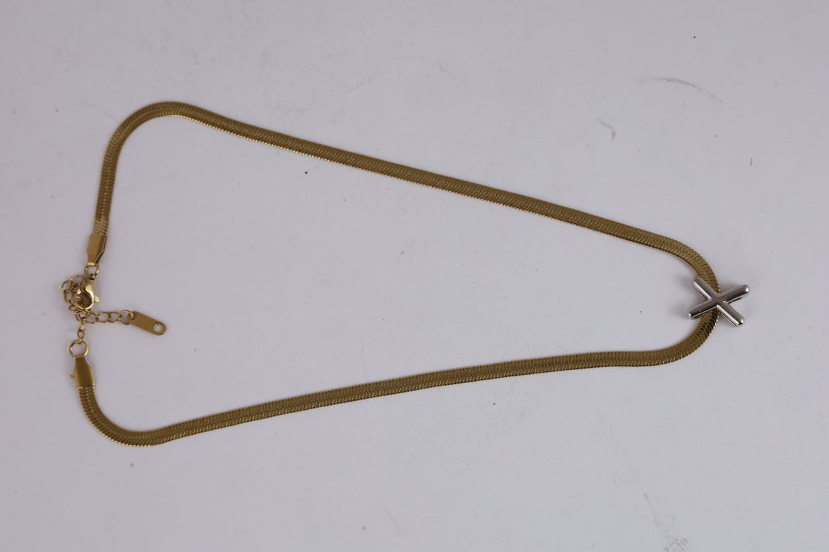 Gold-Tone X Pendant Necklace for Women