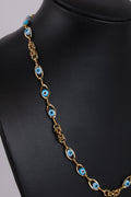 Gold-Tone Evil Eye Link Necklace with Blue Accents