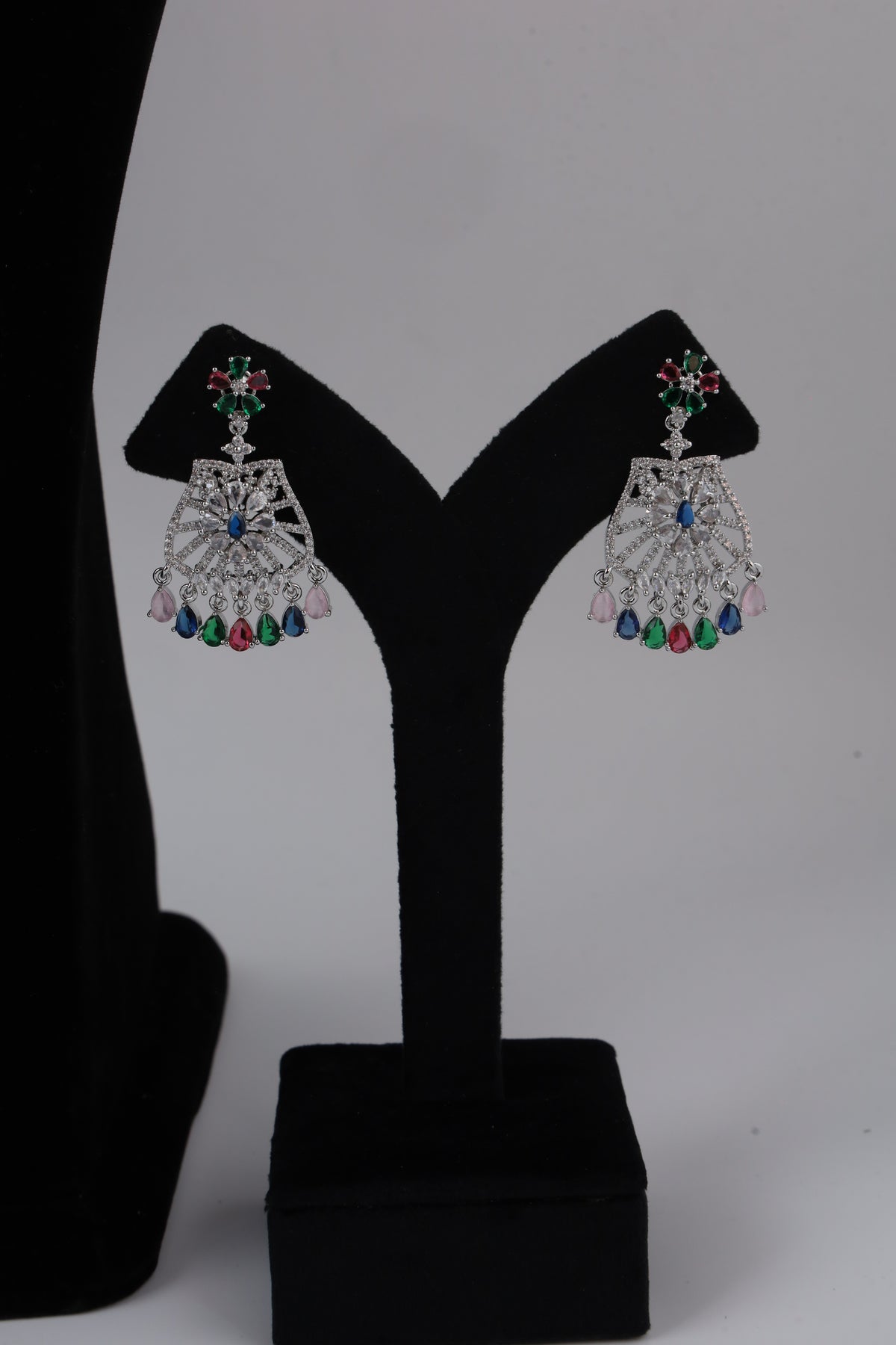 Silver-Tone Statement Necklace Set with Matching Earrings