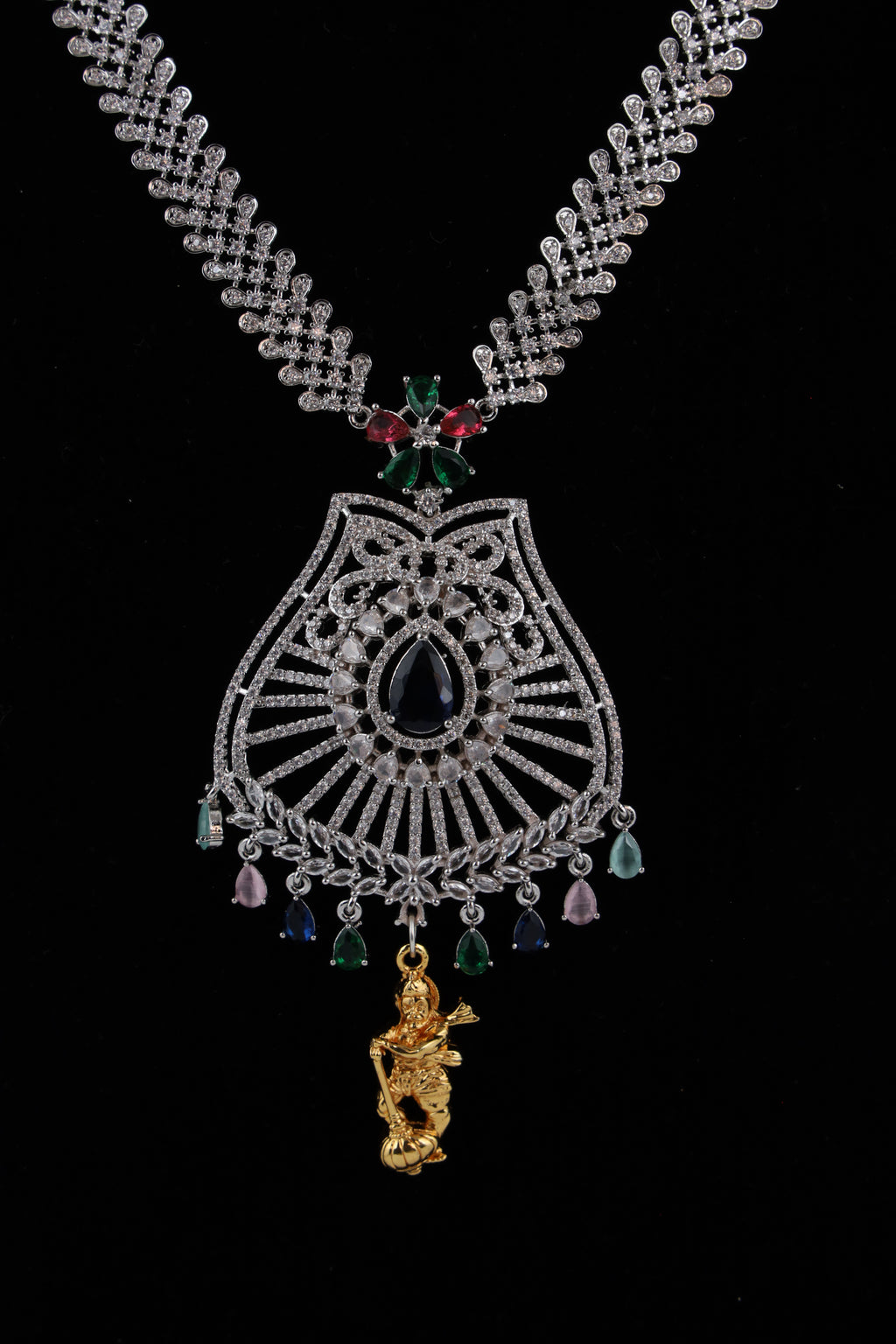 Silver-Tone Statement Necklace Set with Matching Earrings