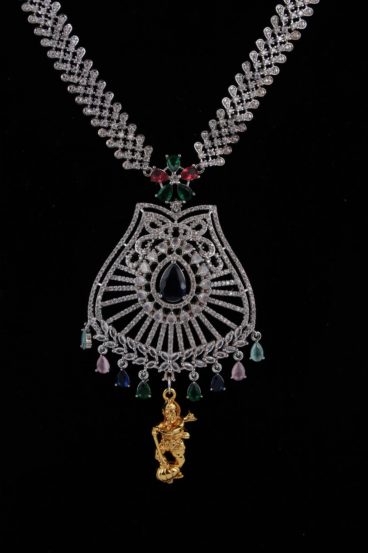 Silver-Tone Statement Necklace Set with Matching Earrings