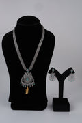 Silver-Tone Turquoise Necklace Set with Earrings