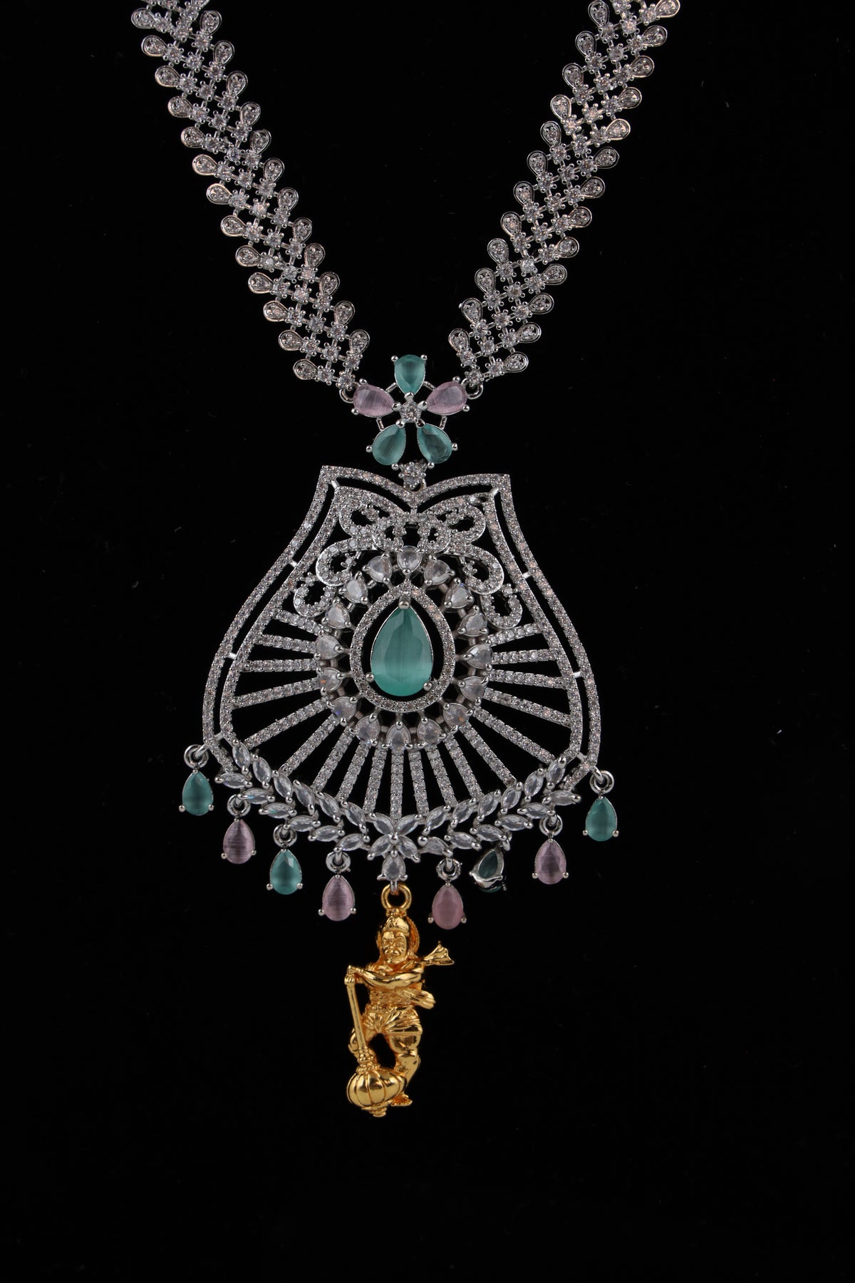 Silver-Tone Turquoise Necklace Set with Earrings