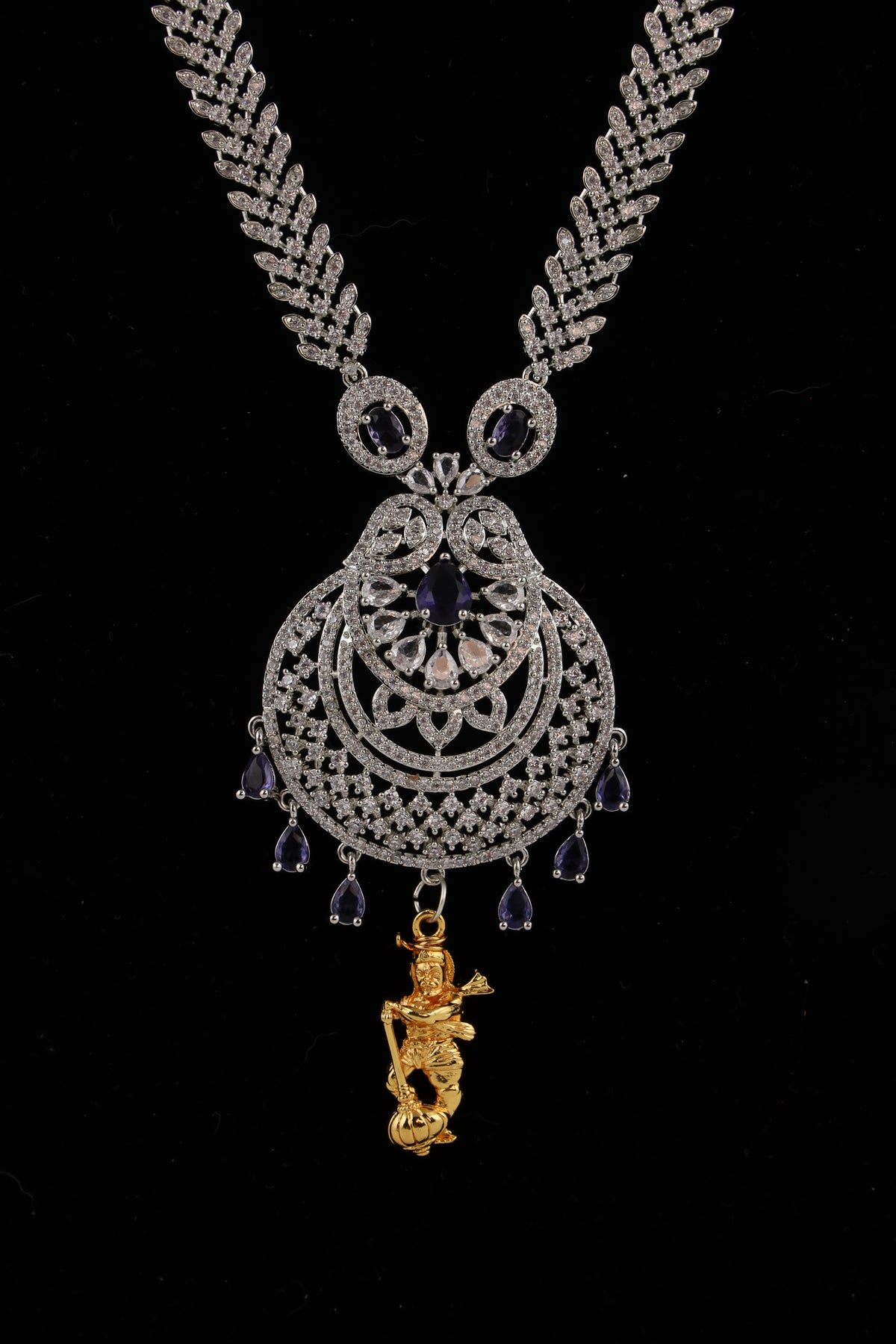 Silver-Tone Traditional Pendant Necklace Set with Matching Earrings