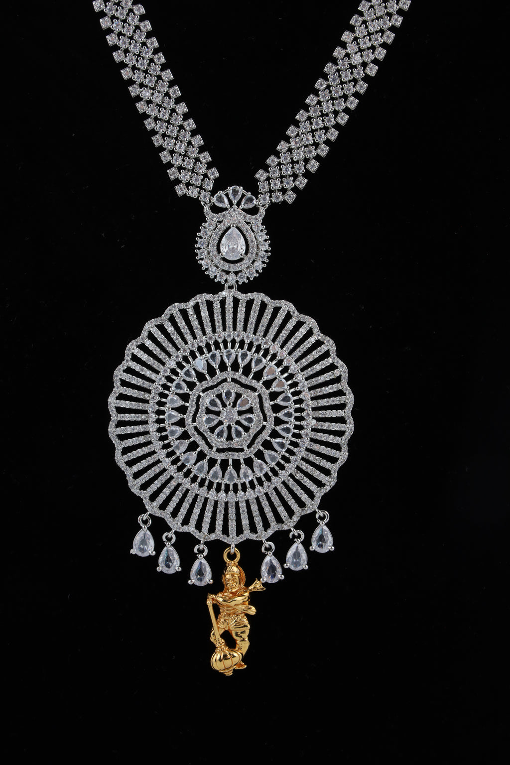 Silver-Tone Statement Necklace Set with Matching Earrings