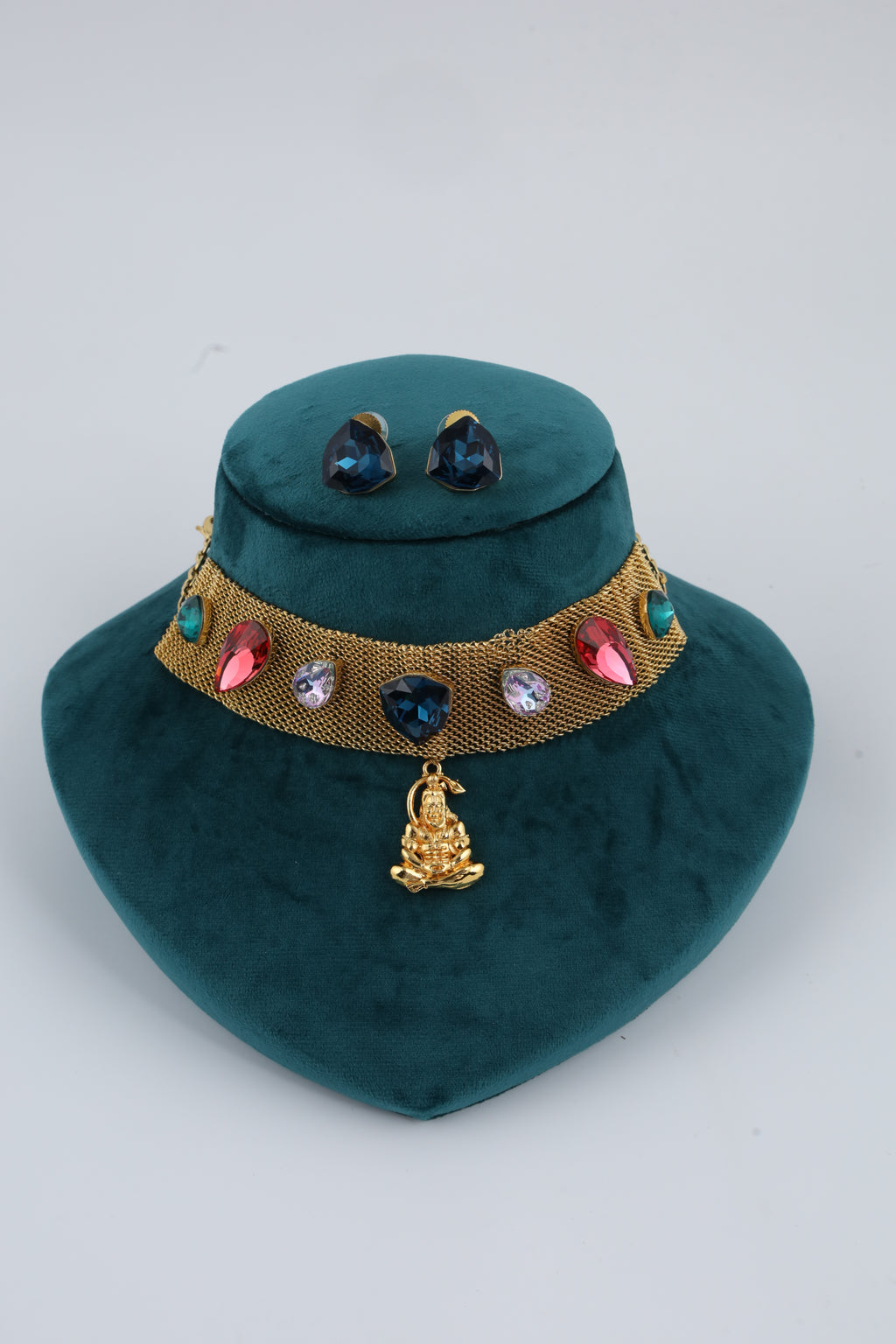 Multicolour Stone Choker Necklace Set | CHAKAI 137