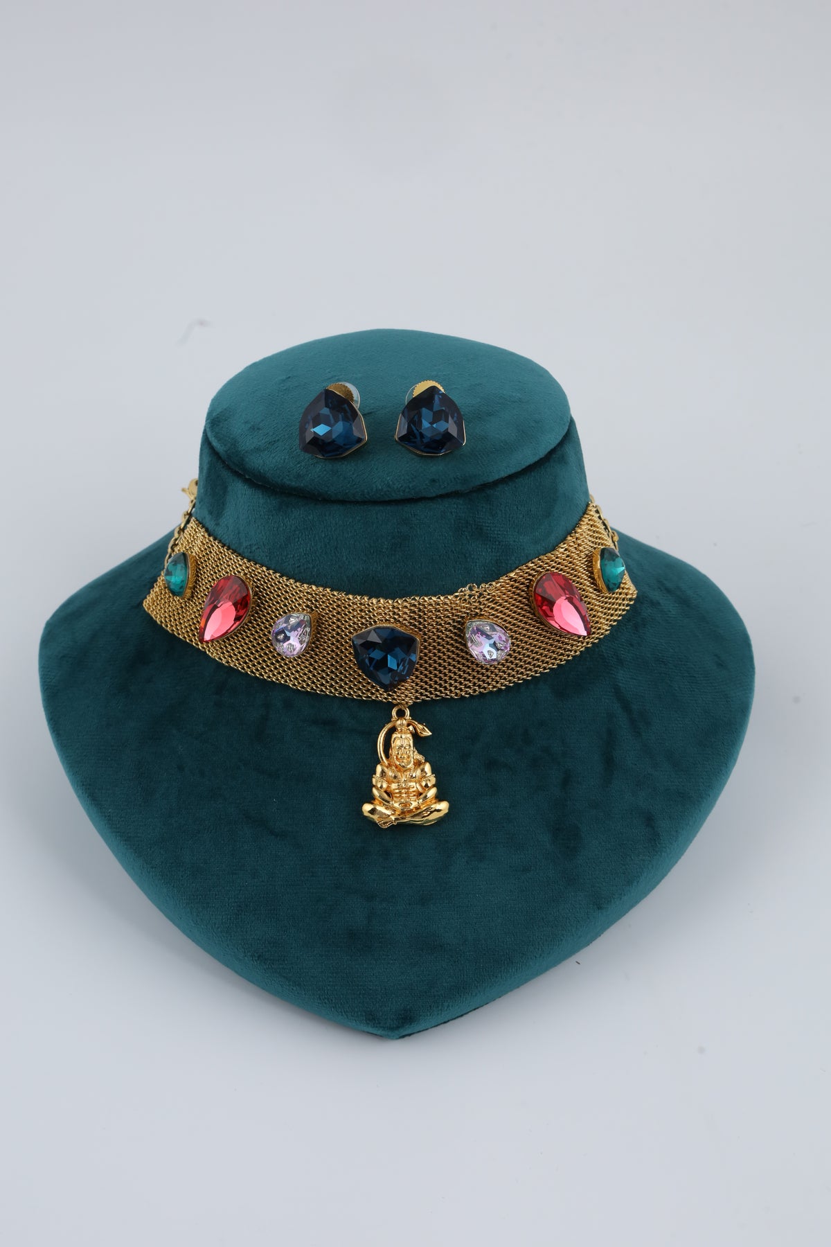 Multicolour Stone Choker Necklace Set | CHAKAI 137