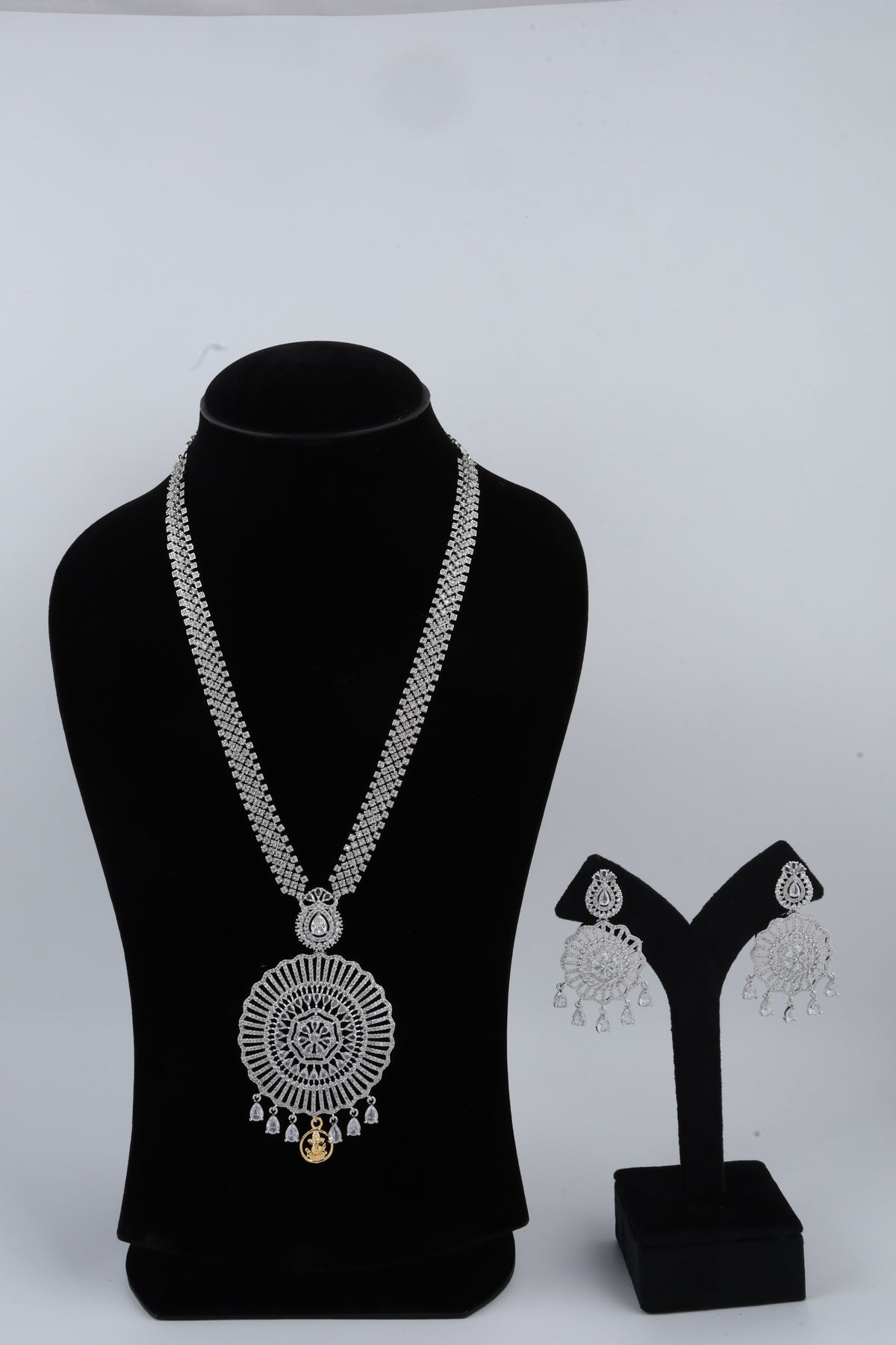 Silver-Tone Statement Necklace Set with Matching Earrings