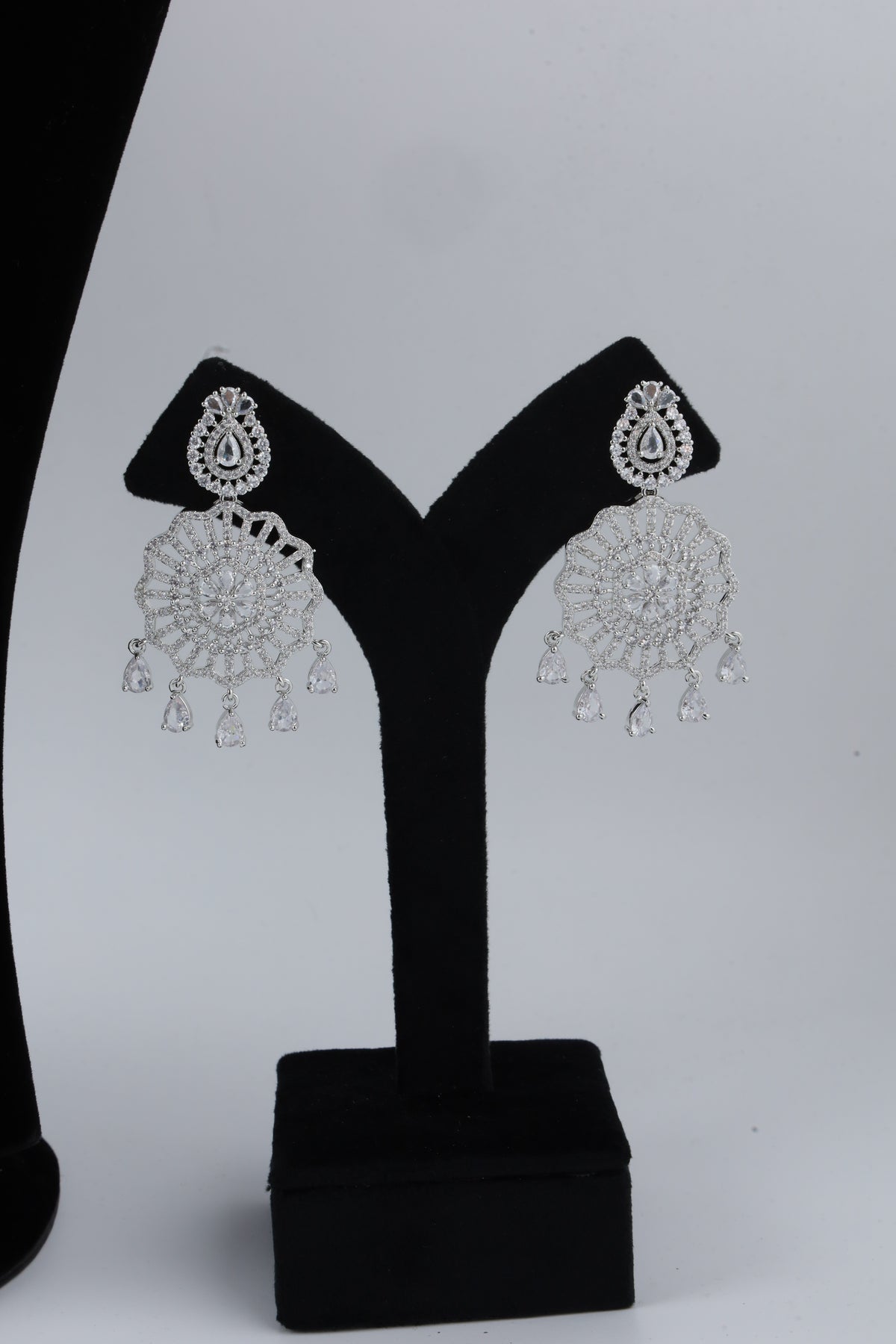 Silver-Tone Statement Necklace Set with Matching Earrings