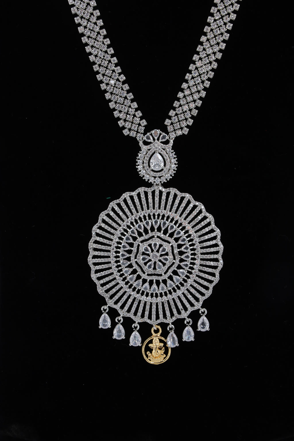 Silver-Tone Statement Necklace Set with Matching Earrings