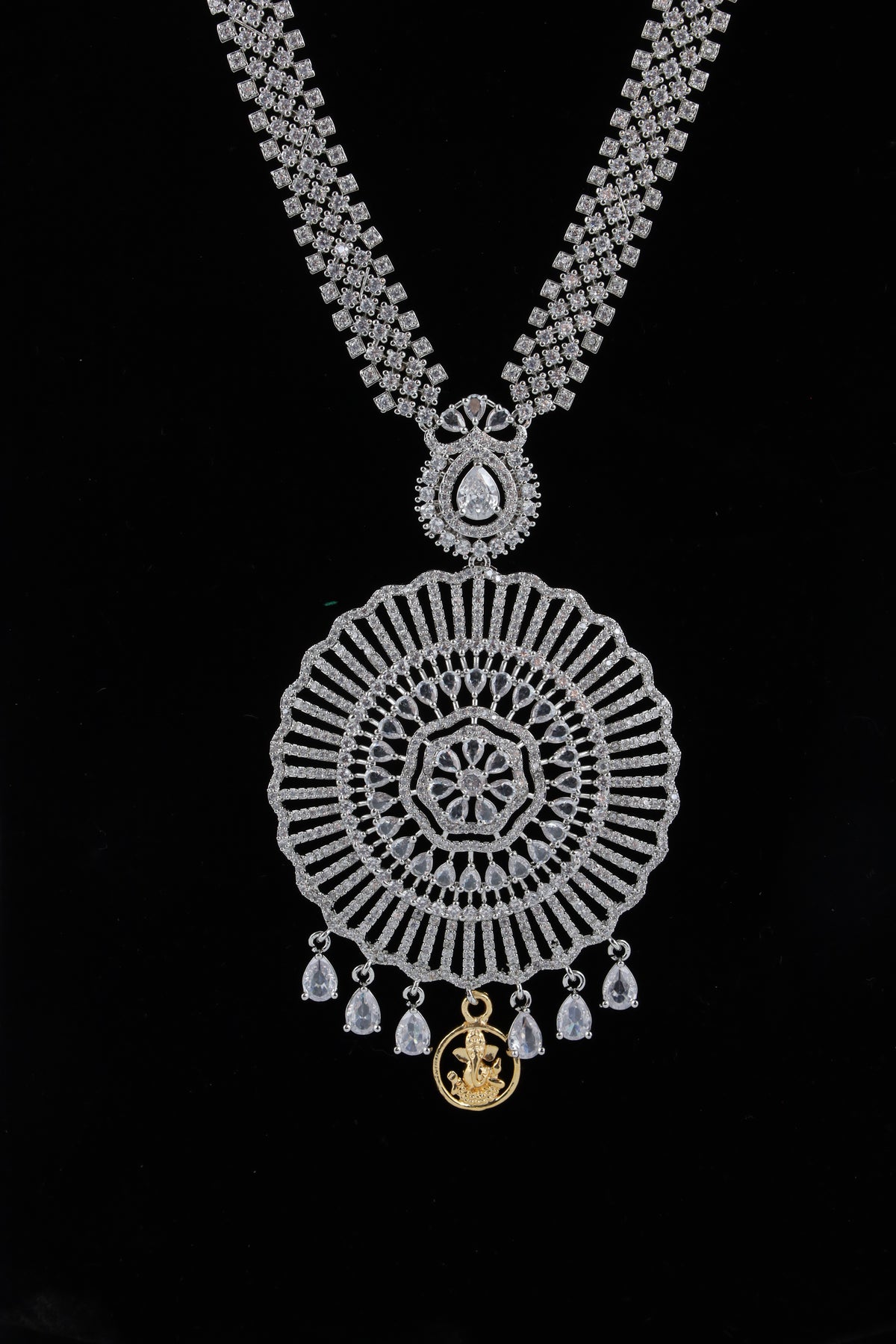Silver-Tone Statement Necklace Set with Matching Earrings