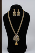 Gold-Tone Ornamental Necklace Set with Matching Earrings