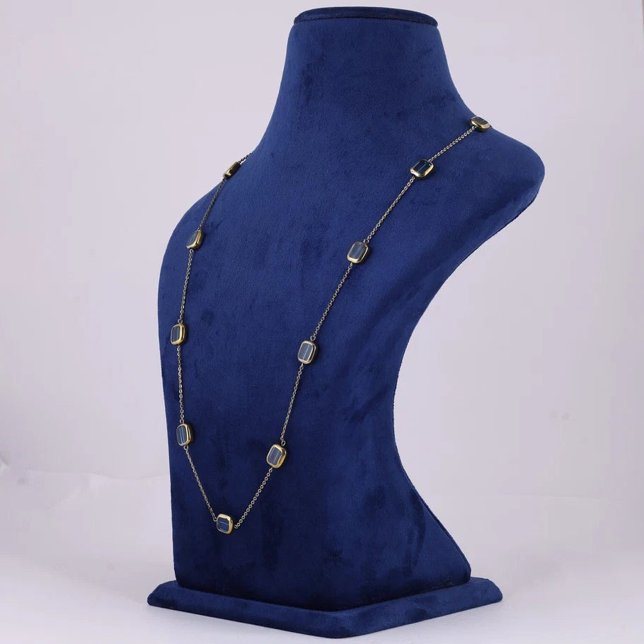 Gold Tone Geometric Link Necklace — view B