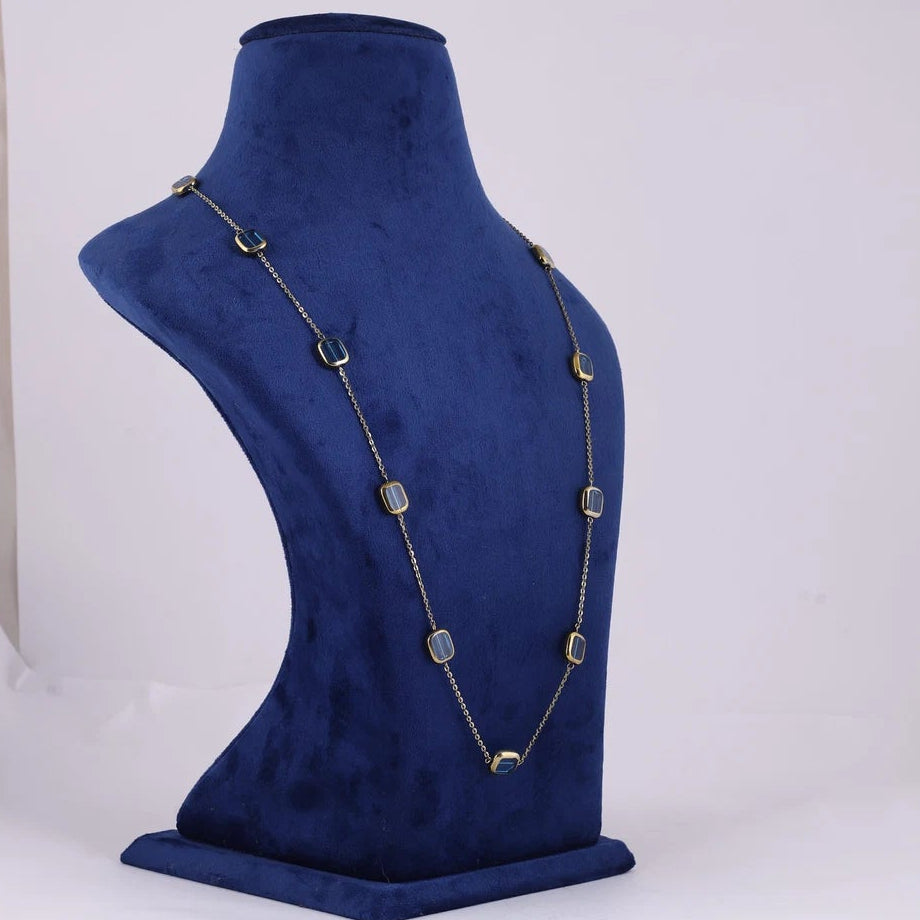 Gold Tone Geometric Link Necklace — view C