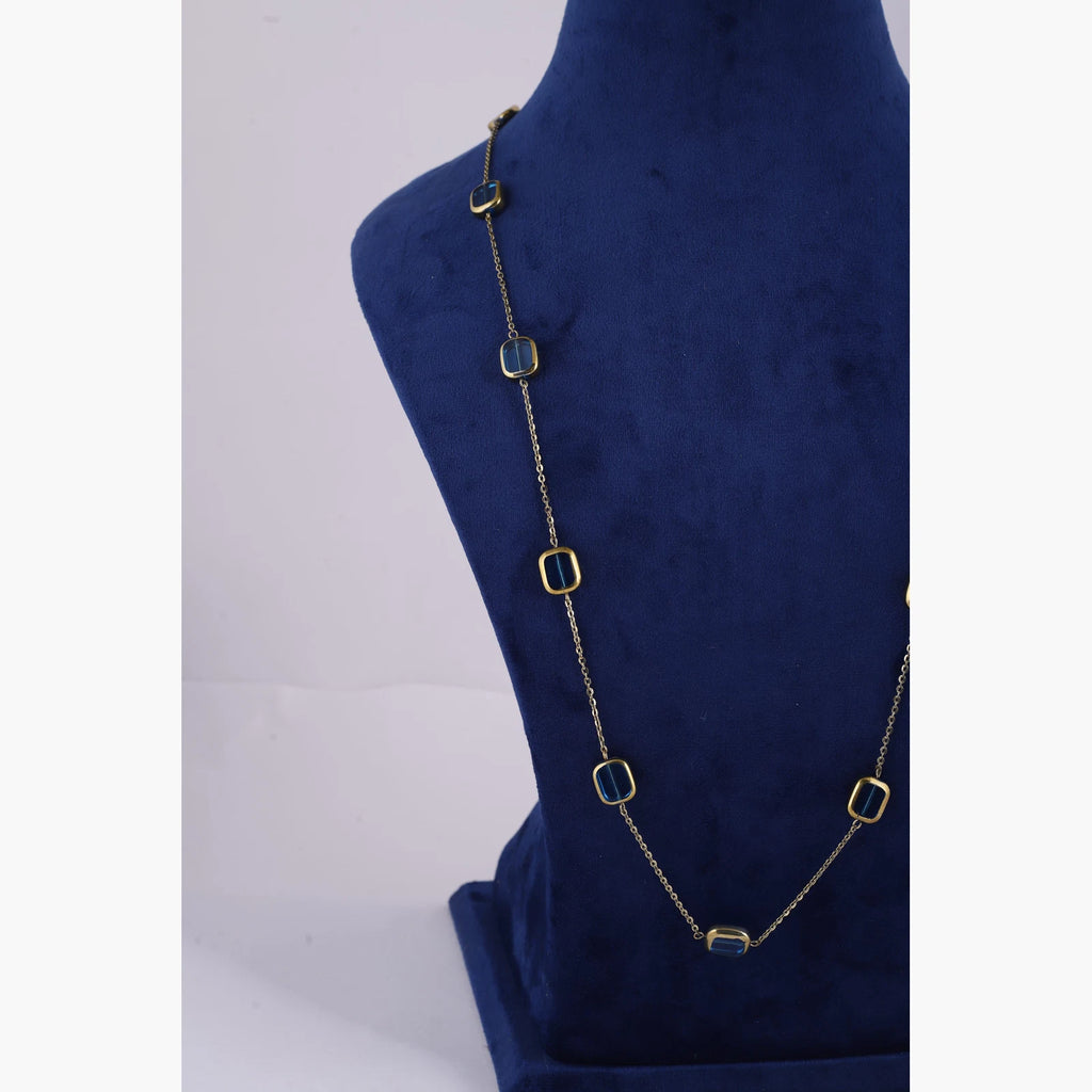 Gold Tone Geometric Link Necklace — view D