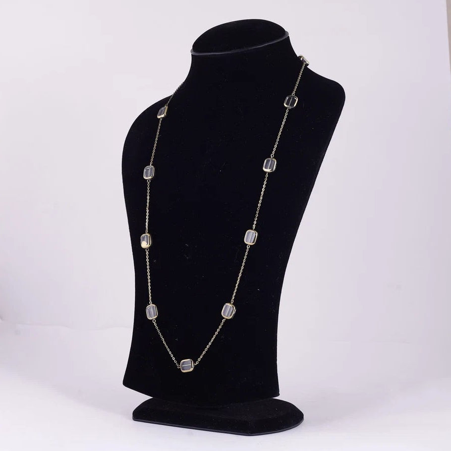 Gold Tone Geometric Link Necklace — view B
