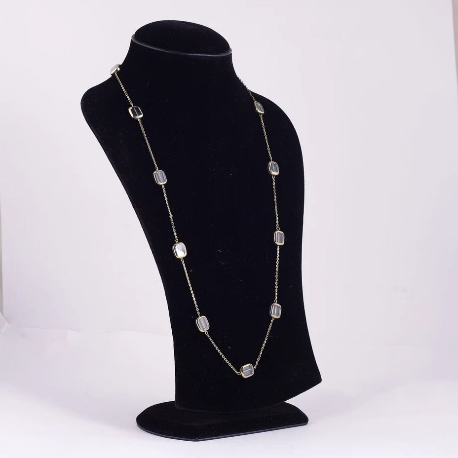 Gold Tone Geometric Link Necklace — view C