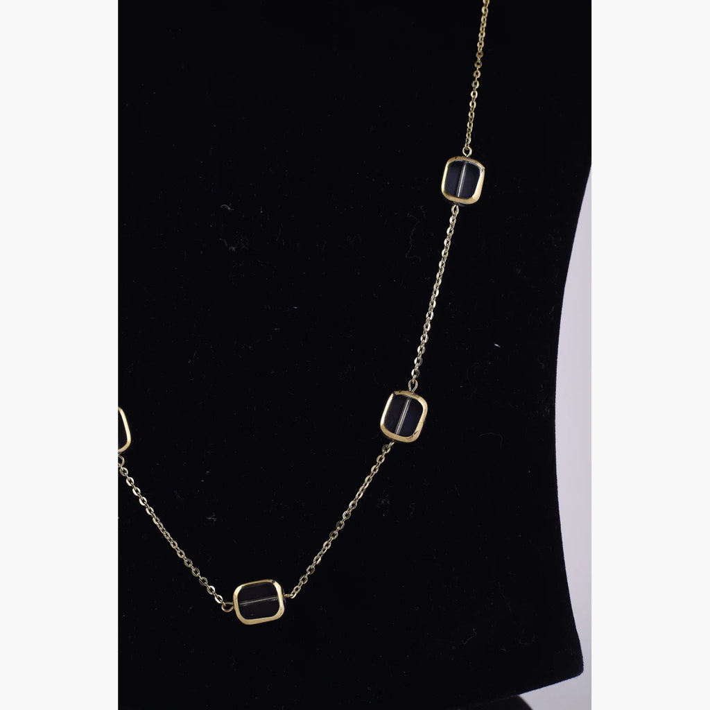 Gold Tone Geometric Link Necklace — view D