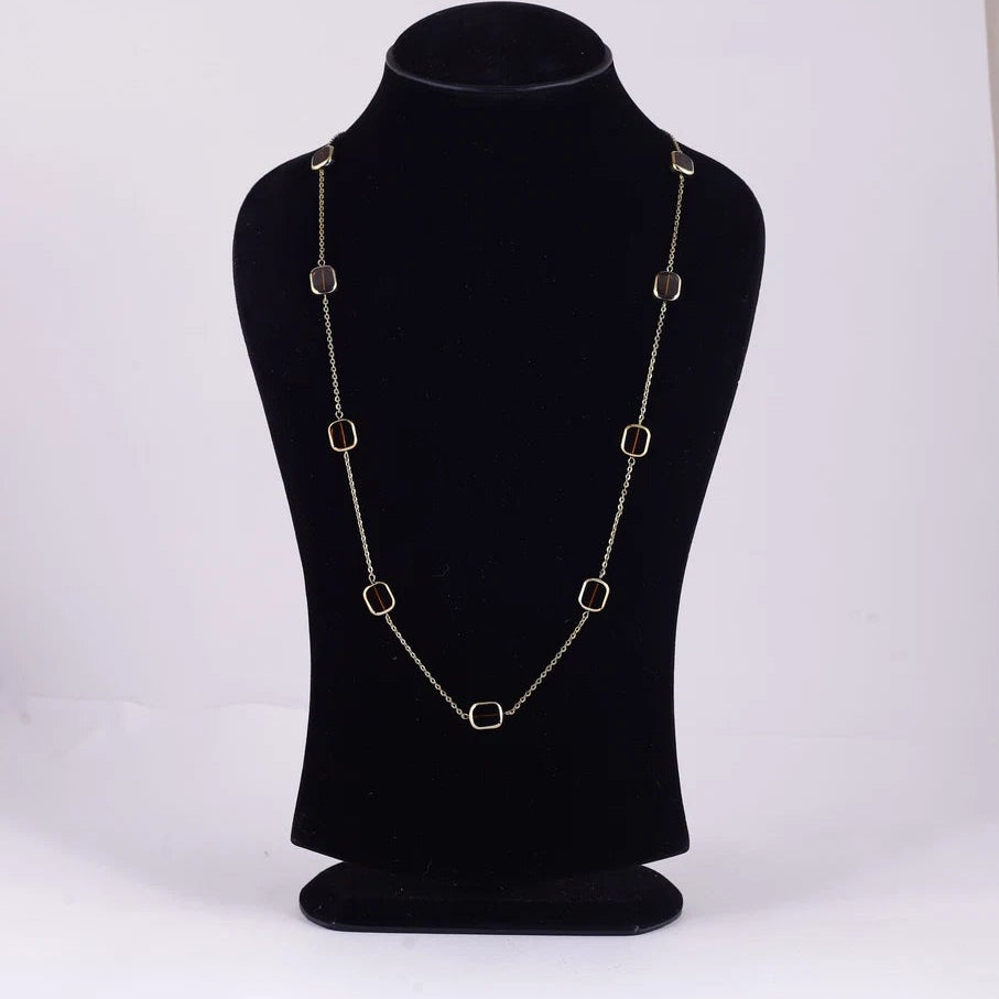 Gold Tone Open Link Necklace — view A