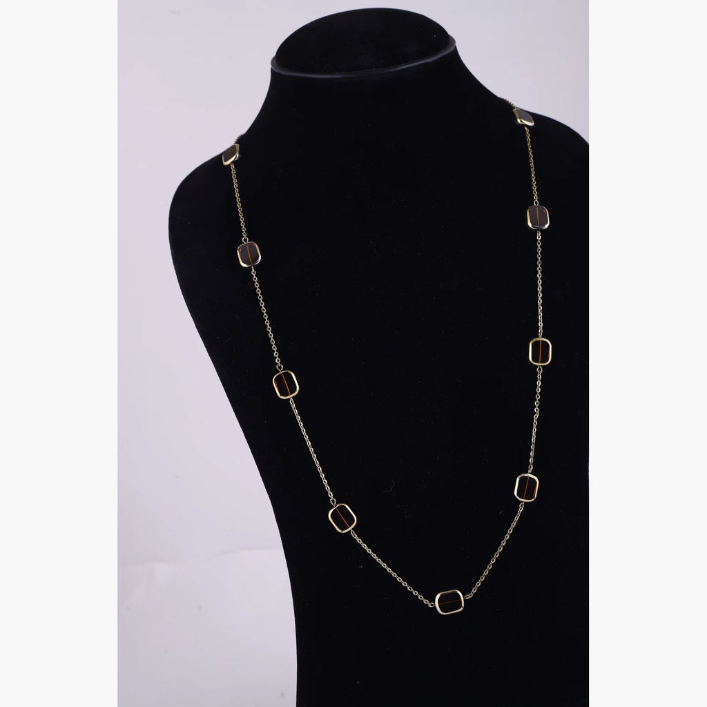 Gold Tone Open Link Necklace — view D