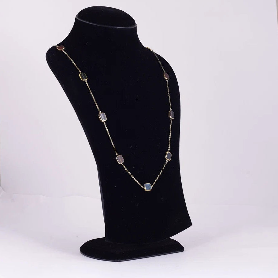 Gold Tone Geometric Link Necklace — view C