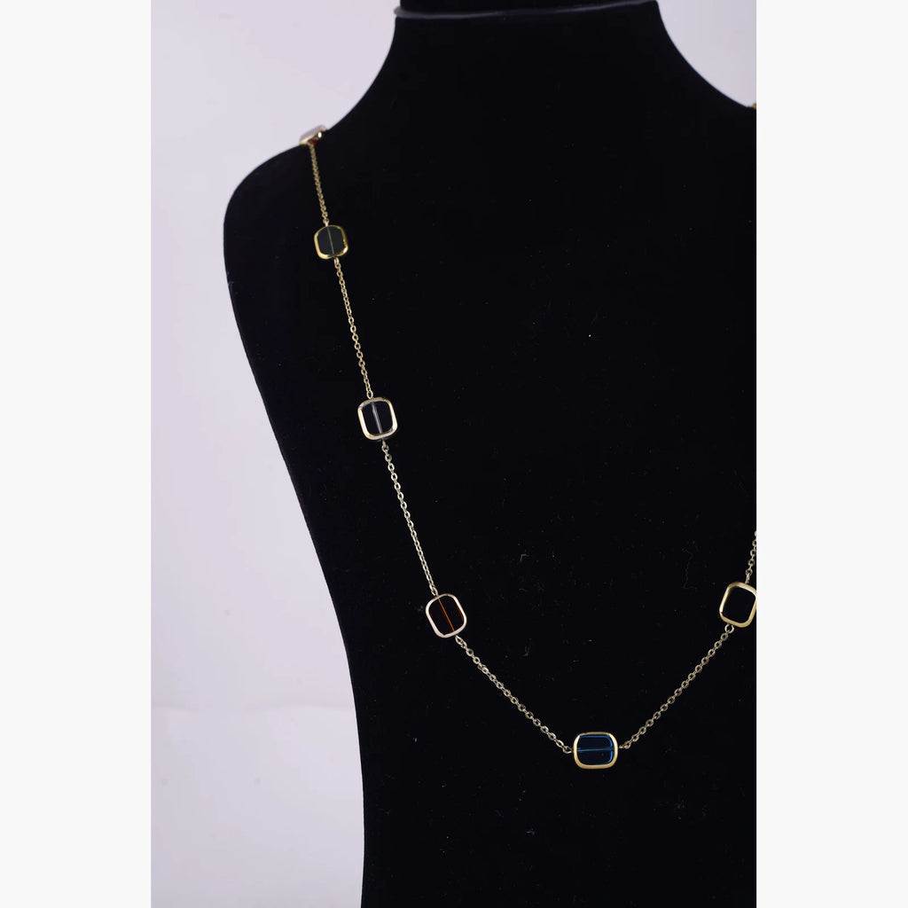 Gold Tone Geometric Link Necklace — view D