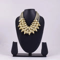 Gold Tone Leaf Statement Necklace — view A