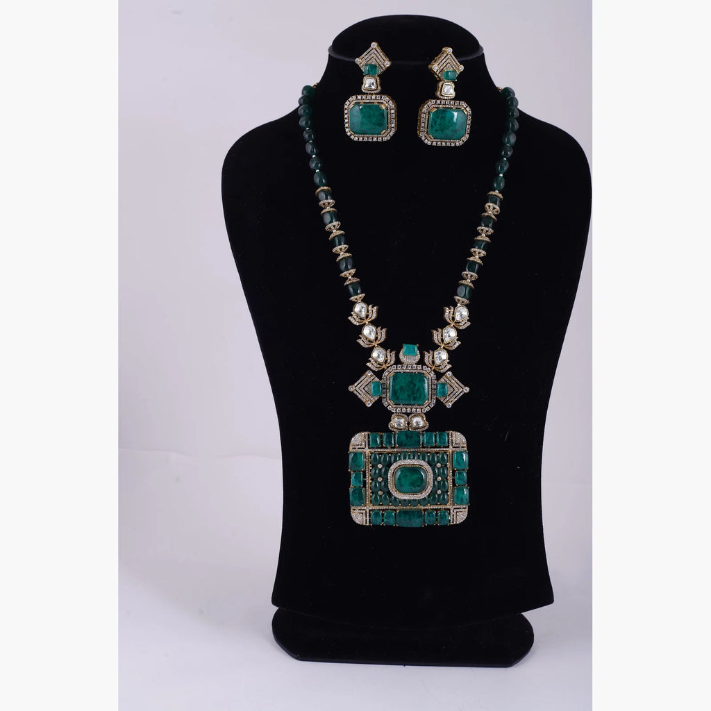 Emerald Green Statement Necklace Set — view D