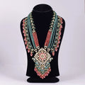 Multistrand Pink and Green Statement Necklace — view A