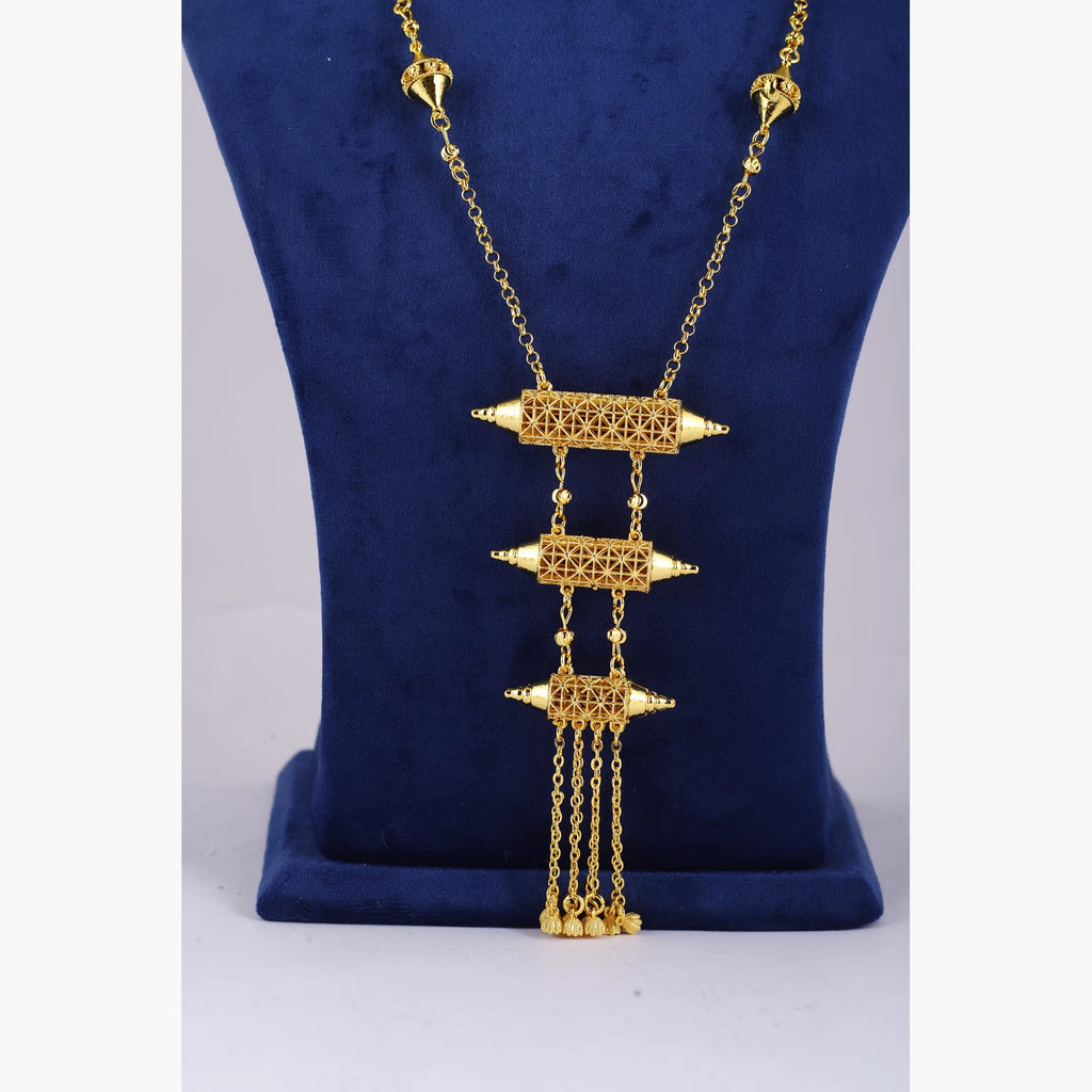 Gold Tone Triple Bar Pendant Necklace — view D