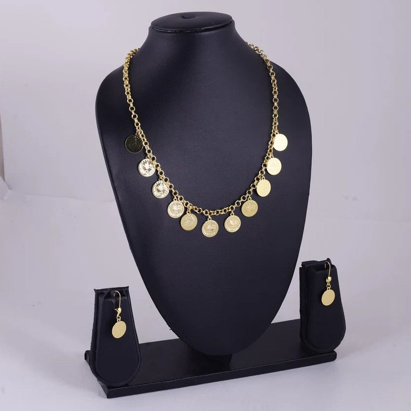 Gold Tone Coin Necklace Set — view B