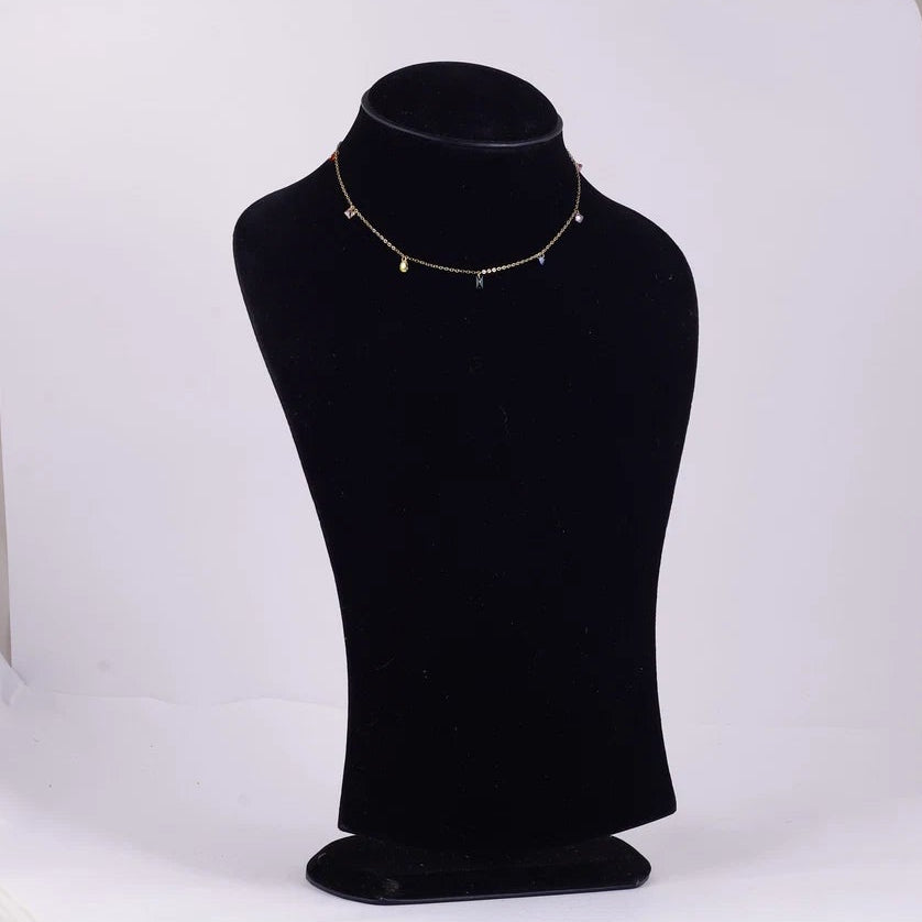 Gold Tone Minimal Choker Necklace — view B