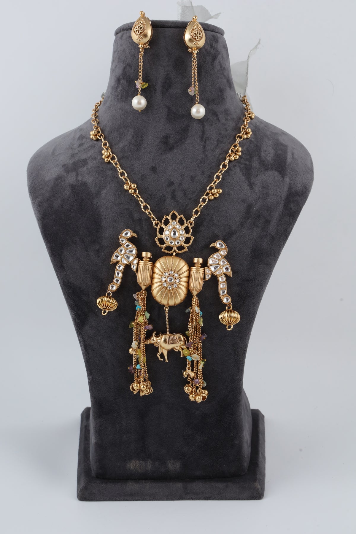 Gold-Tone Traditional Temple Necklace Set