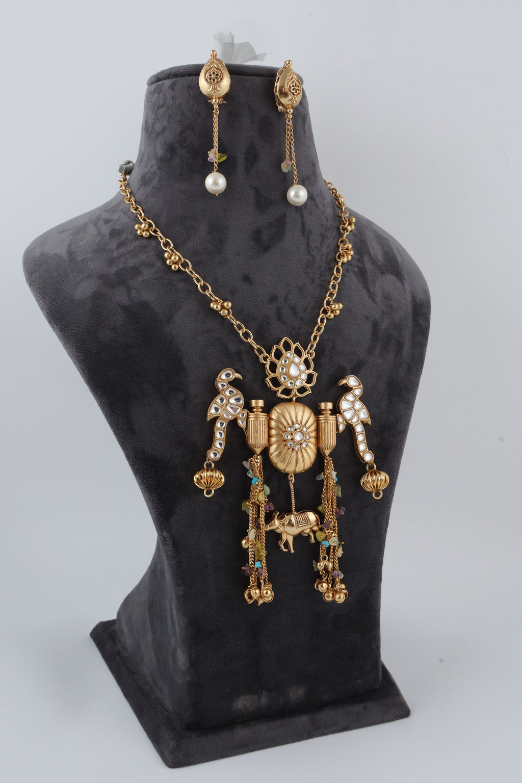 Gold-Tone Traditional Temple Necklace Set