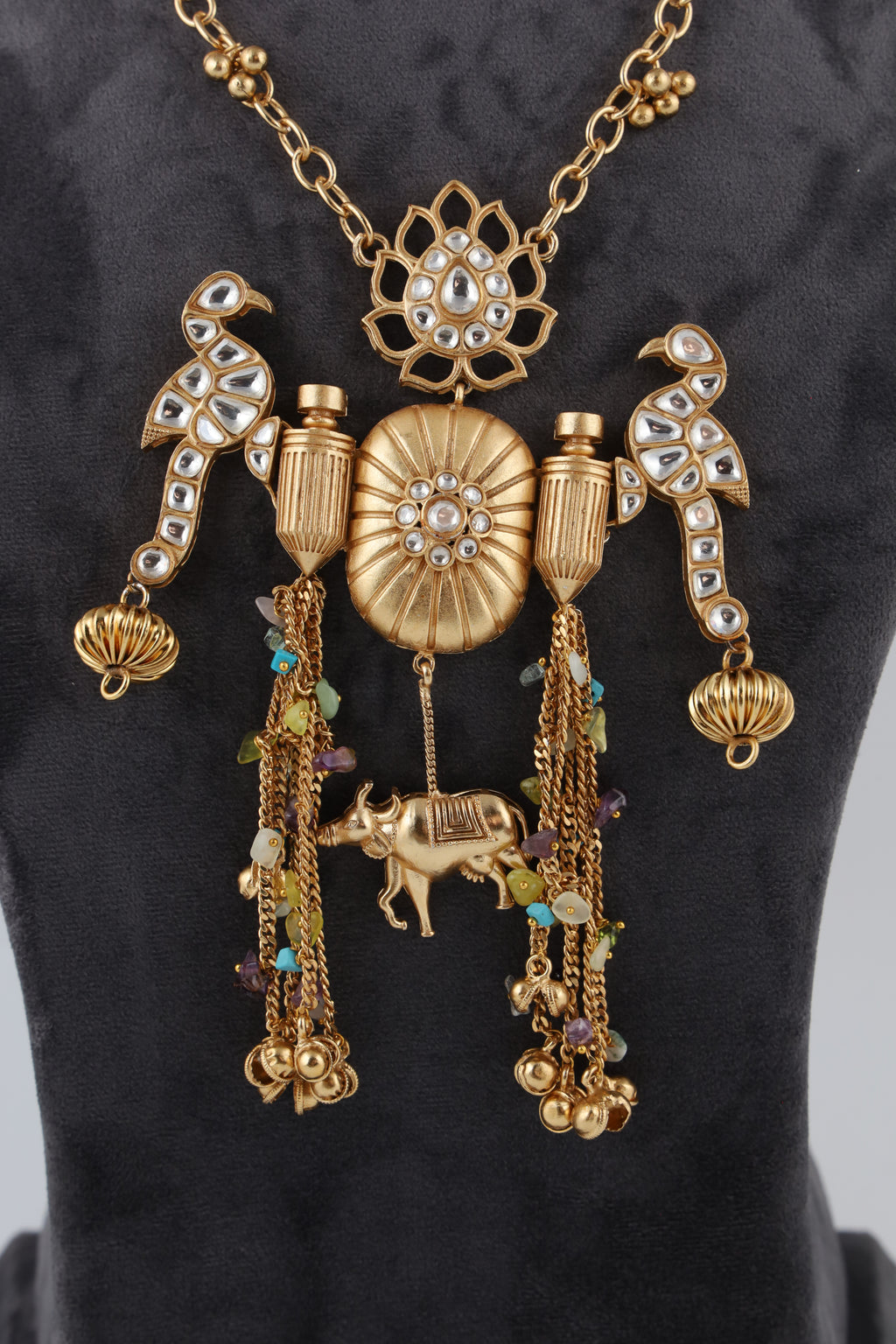 Gold-Tone Traditional Temple Necklace Set