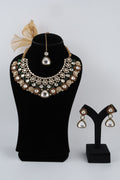 Multicolour Kundan Pearl Choker Necklace Set with Matching Earrings