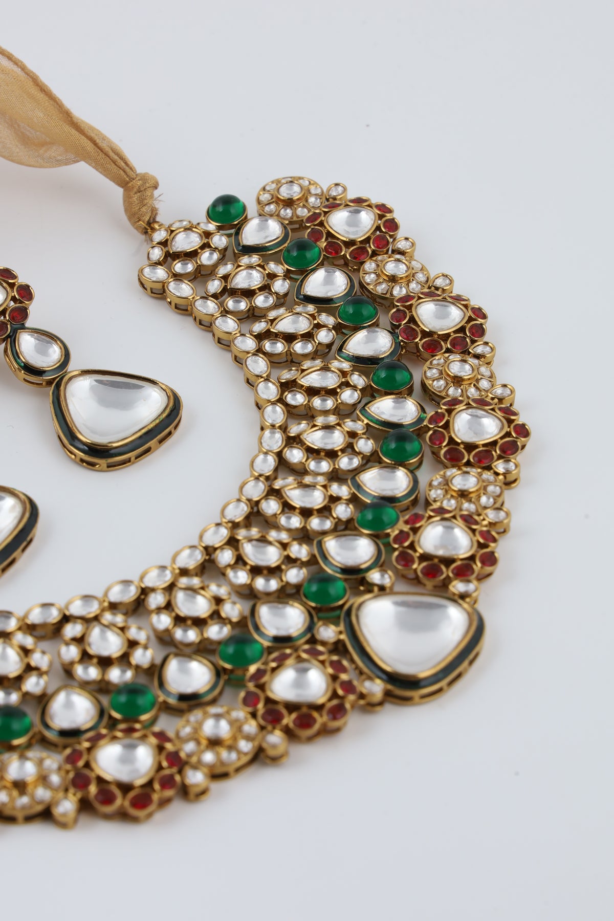 Multicolour Kundan Pearl Choker Necklace Set with Matching Earrings