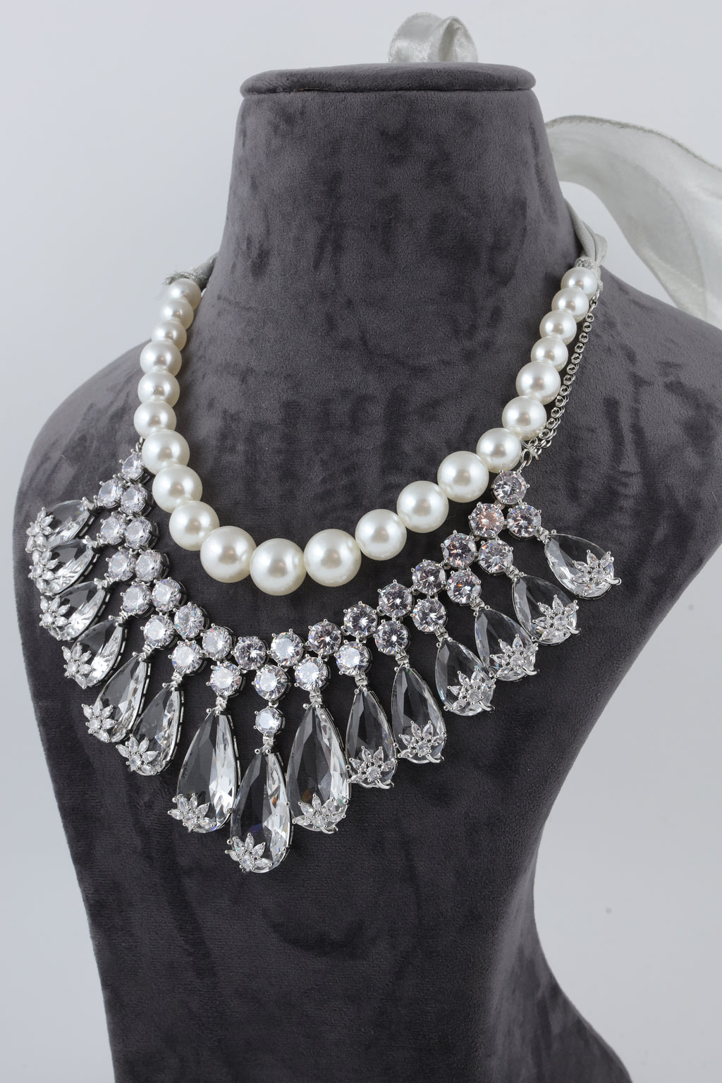 Pearl and Crystal Statement Necklace