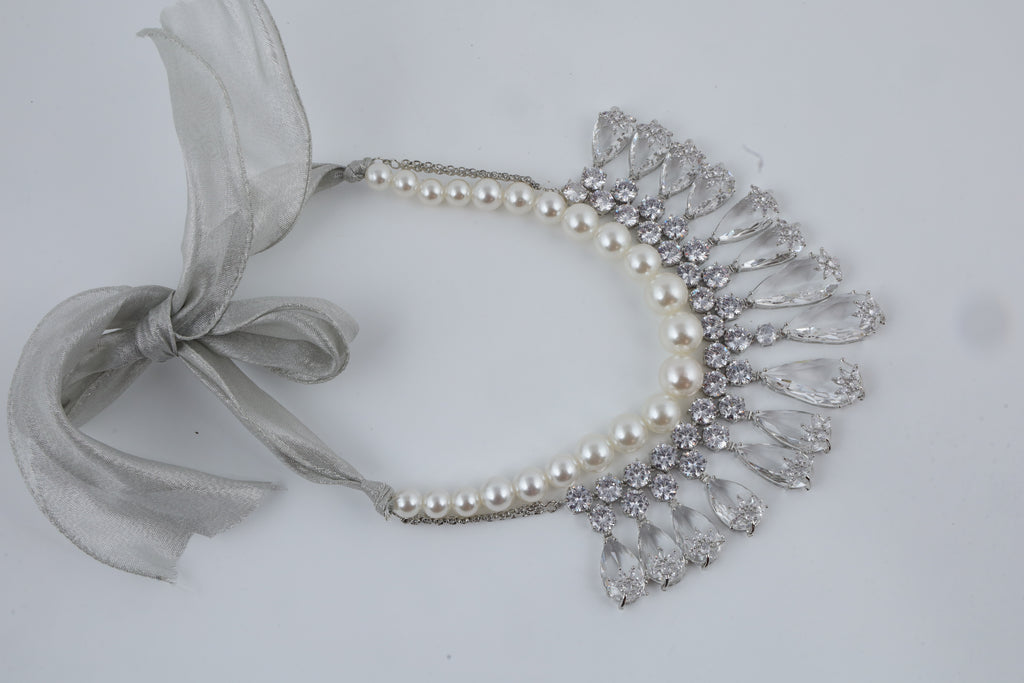 Pearl and Crystal Statement Necklace