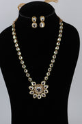 Gold-Tone Kundan Teardrop Necklace Set with Matching Earrings