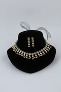 Gold-Tone Kundan Pearl Choker Necklace Set with Matching Earrings