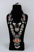 Traditional Multicolour Temple Statement Necklace with Blue Beads